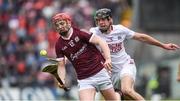 18 June 2022; Tom Monaghan of Galway in action against Robert Downey of Cork during the GAA Hurling All-Ireland Senior Championship Quarter-Final match between Galway and Cork at the FBD Semple Stadium in Thurles, Tipperary. Photo by Daire Brennan/Sportsfile
