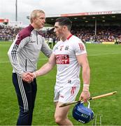 18 June 2022; Galway manager Henry Shefflin with Sean O’Donoghue of Cork after the GAA Hurling All-Ireland Senior Championship Quarter-Final match between Galway and Cork at the FBD Semple Stadium in Thurles, Tipperary. Photo by Ray McManus/Sportsfile