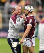 18 June 2022; Galway manager Henry Shefflin celebrates with full back Daithí Burke after the GAA Hurling All-Ireland Senior Championship Quarter-Final match between Galway and Cork at the FBD Semple Stadium in Thurles, Tipperary. Photo by Ray McManus/Sportsfile