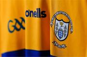 17 June 2022; A detailed view of a Clare jersey during a Clare football squad portrait session at Cusack Park in Ennis, Clare. Photo by Diarmuid Greene/Sportsfile
