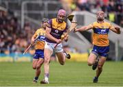 18 June 2022; Paudie Foley of Wexford in action against Peter Duggan of Clare during the GAA Hurling All-Ireland Senior Championship Quarter-Final match between Clare and Wexford at the FBD Semple Stadium in Thurles, Tipperary. Photo by Daire Brennan/Sportsfile