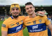 18 June 2022; Mark Rodgers and Ryan Taylor of Clare celebrate after the GAA Hurling All-Ireland Senior Championship Quarter-Final match between Clare and Wexford at the FBD Semple Stadium in Thurles, Tipperary. Photo by Ray McManus/Sportsfile