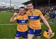 18 June 2022; Clare players, David Fitzgerald, right, and David Reidy celebrate after the GAA Hurling All-Ireland Senior Championship Quarter-Final match between Clare and Wexford at the FBD Semple Stadium in Thurles, Tipperary. Photo by Daire Brennan/Sportsfile