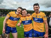 18 June 2022;  David Fitzgerald, left, Paul Flanagan, 4, and Cathal Malone of Clare celebrate after the GAA Hurling All-Ireland Senior Championship Quarter-Final match between Clare and Wexford at the FBD Semple Stadium in Thurles, Tipperary. Photo by Ray McManus/Sportsfile