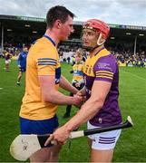 18 June 2022; Lee Chin of Wexford and Diarmuid Ryan of Clare after the GAA Hurling All-Ireland Senior Championship Quarter-Final match between Clare and Wexford at the FBD Semple Stadium in Thurles, Tipperary. Photo by Ray McManus/Sportsfile