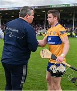 18 June 2022; Wexford manager Darragh Egan with Tony Kelly of Clare after the GAA Hurling All-Ireland Senior Championship Quarter-Final match between Clare and Wexford at the FBD Semple Stadium in Thurles, Tipperary. Photo by Ray McManus/Sportsfile