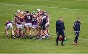 18 June 2022; Wexford manager Darragh Egan leaves the huddle ahead of the GAA Hurling All-Ireland Senior Championship Quarter-Final match between Clare and Wexford at the FBD Semple Stadium in Thurles, Tipperary. Photo by Daire Brennan/Sportsfile