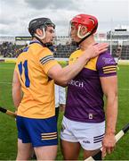 18 June 2022; Tony Kelly of Clare and Lee Chin of Wexford after the GAA Hurling All-Ireland Senior Championship Quarter-Final match between Clare and Wexford at the FBD Semple Stadium in Thurles, Tipperary. Photo by Ray McManus/Sportsfile