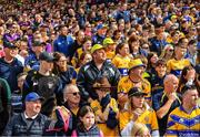18 June 2022; Clare supporters, in the 34,640 attendance, await developments in the last minutes of the GAA Hurling All-Ireland Senior Championship Quarter-Final match between Clare and Wexford at the FBD Semple Stadium in Thurles, Tipperary. Photo by Ray McManus/Sportsfile