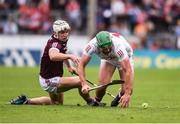 18 June 2022; Conor Whelan of Cork in action against Daithí Burke of Galway during the GAA Hurling All-Ireland Senior Championship Quarter-Final match between Galway and Cork at the FBD Semple Stadium in Thurles, Tipperary. Photo by Daire Brennan/Sportsfile
