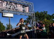 18 June 2022; Fionnuala McCormack of Kilcoole AC crosses the line as the first woman to finish during the Dunshaughlin 10km Kia Race Series in Dunshaughlin, Co Meath. Photo by David Fitzgerald/Sportsfile