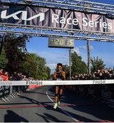 18 June 2022; Efrem Gidey of Clonliffe Harriers AC crosses the line to win the Dunshaughlin 10km Kia Race Series in Dunshaughlin, Co Meath. Photo by David Fitzgerald/Sportsfile