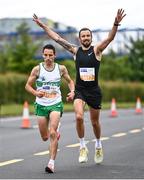 19 June 2022; Ronan Wogan of Raheny Shamrocks AC, left, and Edward O'Connor during the Irish Life Dublin Race Series – Tallaght 5 Mile at Tallaght in Dublin. Photo by David Fitzgerald/Sportsfile