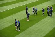 19 June 2022; Cavan players walk the pitch before the Tailteann Cup Semi-Final match between Sligo and Cavan at Croke Park in Dublin. Photo by Ray McManus/Sportsfile