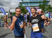 19 June 2022; Former Olympic boxer Kenneth Egan, left, and Eoin O'Brion after the Irish Life Dublin Race Series – Tallaght 5 Mile at Tallaght in Dublin. Photo by David Fitzgerald/Sportsfile