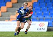 19 June 2022; Aisling Gilsenan of Cavan in action against Nina McVann of Mayo during the TG4 All-Ireland SFC Group A Round 2 match between Cavan and Mayo at Glennon Brothers Pearse Park in Longford. Photo by Ben McShane/Sportsfile