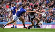 19 June 2022; Luke Towey of Sligo is tackled by Killian Clarke of Cavan during the Tailteann Cup Semi-Final match between Sligo and Cavan at Croke Park in Dublin. Photo by Ray McManus/Sportsfile