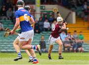 19 June 2022; Conor Dolphin of Galway shoots to score his side's second goal during the Electric Ireland GAA Hurling All-Ireland Minor Championship Semi-Final match between Tipperary and Galway at the LIT Gaelic Grounds in Limerick. Photo by Michael P Ryan/Sportsfile