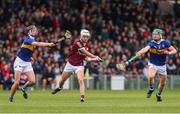 19 June 2022; Cullen Killeen of Galway in action against Adam Daly, left, and Chris O'Donnell of Tipperary during the Electric Ireland GAA Hurling All-Ireland Minor Championship Semi-Final match between Tipperary and Galway at the LIT Gaelic Grounds in Limerick. Photo by Michael P Ryan/Sportsfile