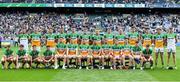 19 June 2022; The Offaly squad before the Tailteann Cup Semi-Final match between Westmeath and Offaly at Croke Park in Dublin. Photo by George Tewkesbury/Sportsfile