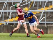 19 June 2022; Senan Butler of Tipperary celebrates after scoring his side's third goal during the Electric Ireland GAA Hurling All-Ireland Minor Championship Semi-Final match between Tipperary and Galway at the LIT Gaelic Grounds in Limerick. Photo by Michael P Ryan/Sportsfile