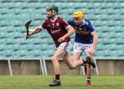 19 June 2022; Luke McInerney of Galway in action against Senan Butler of Tipperary during the Electric Ireland GAA Hurling All-Ireland Minor Championship Semi-Final match between Tipperary and Galway at the LIT Gaelic Grounds in Limerick. Photo by Michael P Ryan/Sportsfile