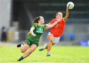 19 June 2022; Grace Ferguson of Armagh in action against Meadhbh Byrne of Meath during the TG4 All-Ireland SFC Group B Round 2 match between Armagh and Meath at Glennon Brothers Pearse Park in Longford. Photo by Ben McShane/Sportsfile