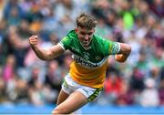 19 June 2022; Keith O'Neill of Offaly celebrates after scoring their side's first goal during the Tailteann Cup Semi-Final match between Westmeath and Offaly at Croke Park in Dublin. Photo by George Tewkesbury/Sportsfile