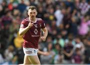 19 June 2022; Lorcan Dolan of Westmeath celebrates after scoring his side's second goal during the Tailteann Cup Semi-Final match between Westmeath and Offaly at Croke Park in Dublin. Photo by George Tewkesbury/Sportsfile