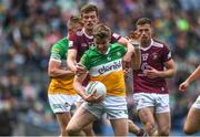 19 June 2022; Johnny Moloney of Offaly in action against John Heslin of Westmeath during the Tailteann Cup Semi-Final match between Westmeath and Offaly at Croke Park in Dublin. Photo by George Tewkesbury/Sportsfile