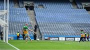 19 June 2022; Anton Sullivan of Offaly playing with his son after the Tailteann Cup Semi-Final match between Westmeath and Offaly at Croke Park in Dublin. Photo by George Tewkesbury/Sportsfile