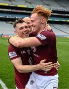 19 June 2022; Lorcan Dolan, left, and Ronan Wallace of Westmeath celebrate after the Tailteann Cup Semi-Final match between Westmeath and Offaly at Croke Park in Dublin. Photo by Ray McManus/Sportsfile