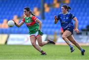 19 June 2022; Sherin El Massry of Mayo and Lauren McVeety of Cavan during the TG4 All-Ireland SFC Group A Round 2 match between Cavan and Mayo at Glennon Brothers Pearse Park in Longford. Photo by Ben McShane/Sportsfile
