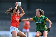 19 June 2022; Aimee Mackin of Armagh and Aoibhín Cleary of Meath during the TG4 All-Ireland SFC Group B Round 2 match between Armagh and Meath at Glennon Brothers Pearse Park in Longford. Photo by Ben McShane/Sportsfile