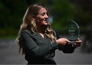 20 June 2022; Kelly Mallon of Armagh with The Croke Park/LGFA Player of the Month award for May at The Croke Park hotel in Jones Road, Dublin. Armagh captain Kelly scored 1-8, including a late extra-time goal, as Armagh defeated Donegal to win the TG4 Ulster Senior Final on May 22, having contributed 2-2 in the provincial semi-final victory over Monaghan. Photo by David Fitzgerald/Sportsfile