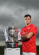 21 June 2022; Carl Bateman of Oliver Bond Celtic poses for a portrait at the 2022 Extra.ie FAI Cup First Round Draw at FAI Headquarters in Abbotstown, Dublin. Photo by Ramsey Cardy/Sportsfile