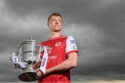 21 June 2022; Chris Forrester of St Patrick's Athletic poses for a portrait at the 2022 Extra.ie FAI Cup First Round Draw at FAI Headquarters in Abbotstown, Dublin. Photo by Ramsey Cardy/Sportsfile