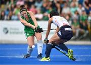 23 June 2022; Róisín Upton of Ireland in action against Miyu Suzuki of Japan during the SoftCo Series match between Ireland and Japan at National Hockey Stadium in UCD, Dublin. Photo by David Fitzgerald/Sportsfile