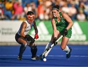 23 June 2022; Róisín Upton of Ireland in action against Miki Kozuka of Japan during the SoftCo Series match between Ireland and Japan at National Hockey Stadium in UCD, Dublin. Photo by David Fitzgerald/Sportsfile