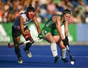 23 June 2022; Róisín Upton of Ireland in action against Yuu Asai of Japan during the SoftCo Series match between Ireland and Japan at National Hockey Stadium in UCD, Dublin. Photo by David Fitzgerald/Sportsfile