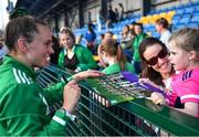 23 June 2022; Ellen Curran of Ireland signs an autograph after the SoftCo Series match between Ireland and Japan at National Hockey Stadium in UCD, Dublin. Photo by David Fitzgerald/Sportsfile