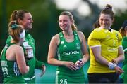 23 June 2022; Ireland players from left, Naomi Carroll, Deirdre Duke, Sofira O' Brien and Elizabeth Murphy after the SoftCo Series match between Ireland and Japan at National Hockey Stadium in UCD, Dublin. Photo by David Fitzgerald/Sportsfile