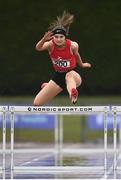 24 June 2022; Amy Rose Kelly of Gort CS on her way to winning the Girls 300M hurdles race during the Irish Life Health Tailteann School’s Inter-Provincial Games at Tullamore Harriers Stadium in Tullamore. Photo by David Fitzgerald/Sportsfile