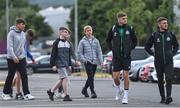 24 June 2022; Sean Gannon, left, and Dylan Watts of Shamrock Rovers arrive before the SSE Airtricity League Premier Division match between Shamrock Rovers and Bohemians at Tallaght Stadium in Dublin. Photo by Ramsey Cardy/Sportsfile