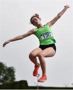 24 June 2022; Sarah Kiernan of Our Lady's Templeogue competing in the Long Jump during the Irish Life Health Tailteann School’s Inter-Provincial Games at Tullamore Harriers Stadium in Tullamore. Photo by David Fitzgerald/Sportsfile