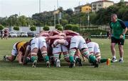 24 June 2022; A general view of Irish warm-up before the Six Nations U20 summer series match between Ireland and France at Payanini Centre in Verona, Italy. Photo by Roberto Bregani/Sportsfile