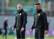 24 June 2022; Shamrock Rovers sporting director Stephen McPhail, right, giving instructions with Shamrock Rovers assistant coach Glenn Cronin during the SSE Airtricity League Premier Division match between Shamrock Rovers and Bohemians at Tallaght Stadium in Dublin. Photo by George Tewkesbury/Sportsfile