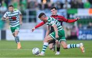 24 June 2022; Dylan Watts of Shamrock Rovers in action against Ali Coote of Bohemians during the SSE Airtricity League Premier Division match between Shamrock Rovers and Bohemians at Tallaght Stadium in Dublin. Photo by Ramsey Cardy/Sportsfile