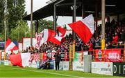 24 June 2022; Shelbourne supporters during the SSE Airtricity League Premier Division match between Shelbourne and Dundalk at Tolka Park in Dublin. Photo by Michael P Ryan/Sportsfile