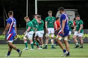 24 June 2022; Ireland players look dejected following their defeat during the Six Nations U20 summer series match between Ireland and France at Payanini Centre in Verona, Italy. Photo by Roberto Bregani/Sportsfile